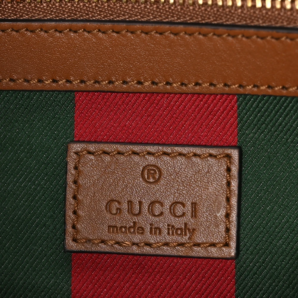 Gucci Small Emblem Tote Beige / Dark Brown GG Supreme Monogram Coated Canvas & Leather Silver Hardware
