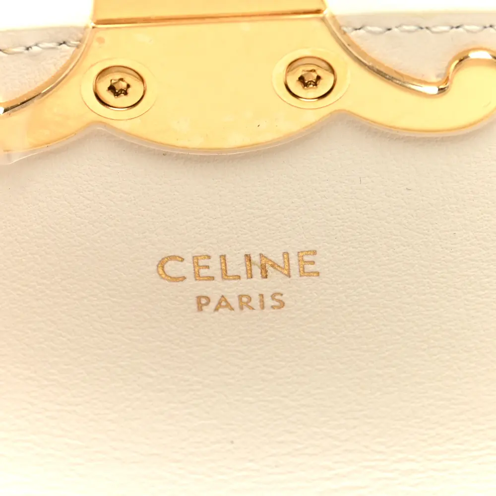 Celine Mini Triomphe Bag White Shiny Calfskin Leather Gold Hardware