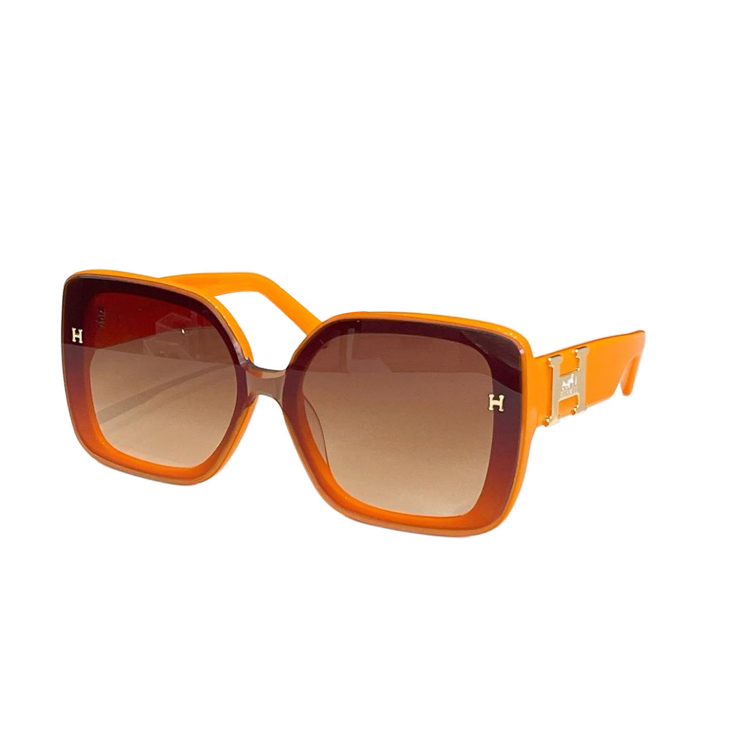 Hermès square frame glasses orange/green/brown leopard/green leopard/black gold/black silver color Size 62口14-147