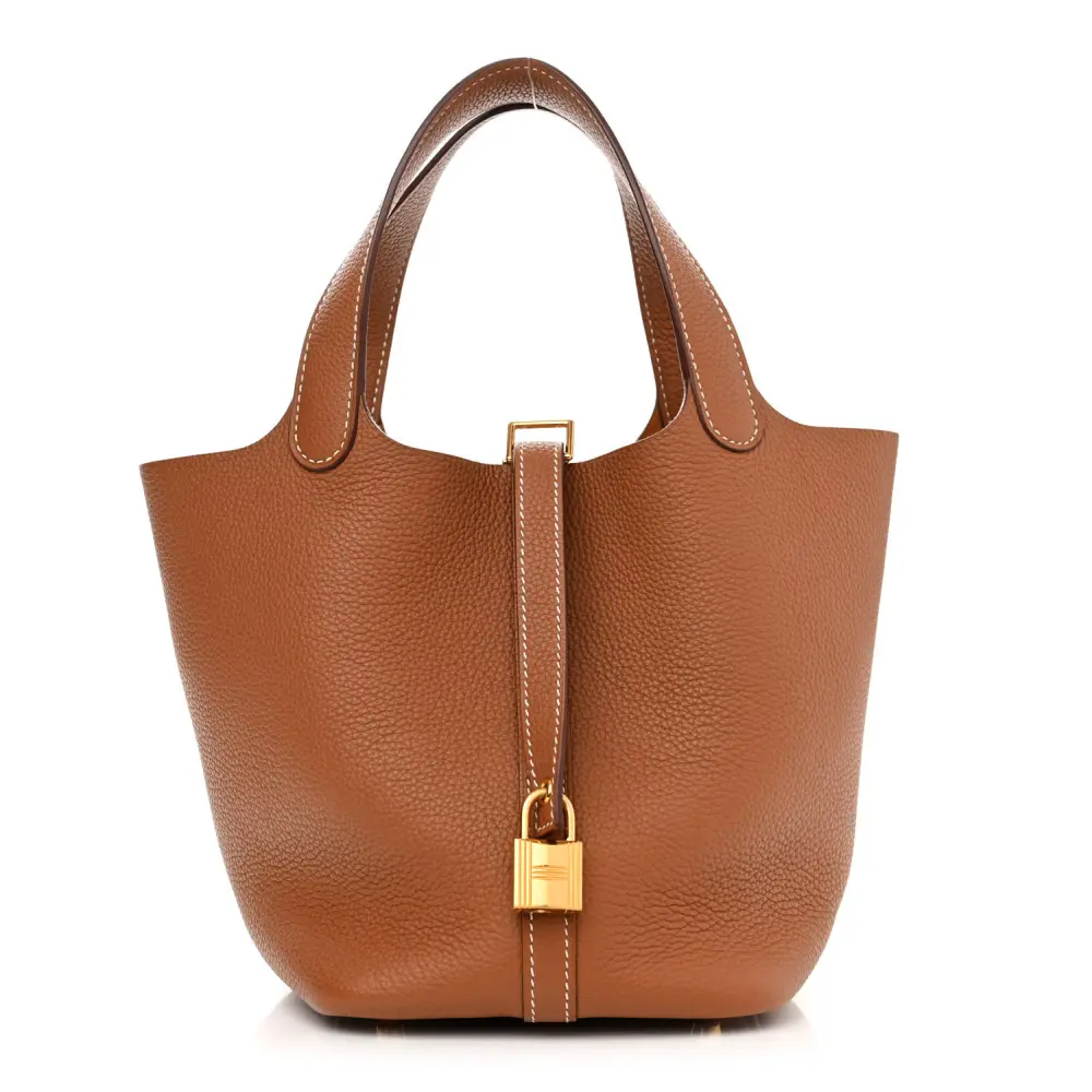Hermès Picotin Lock 18 PM Brown Taurillon Clemence Leather Gold Hardware