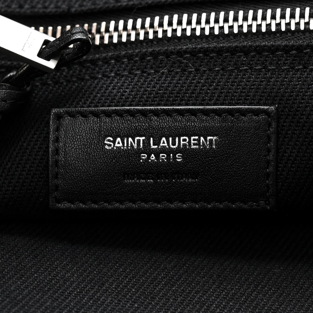 Saint Laurent Large Rive Gauche Tote Black Linen & Calfskin Leather