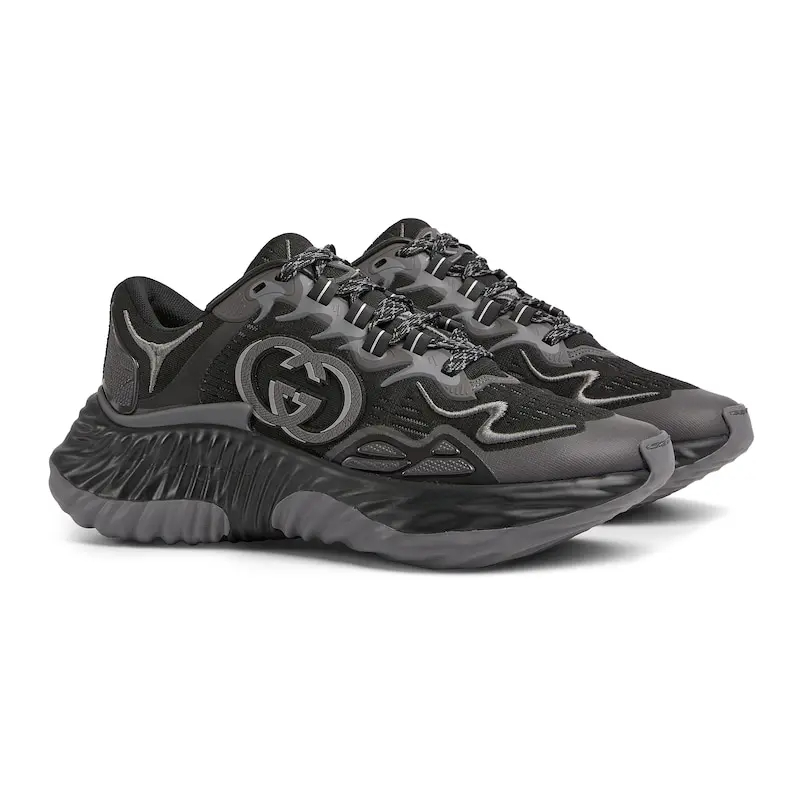 Gucci Ripple series women's thick soled sports shoes dark grey Sneakers