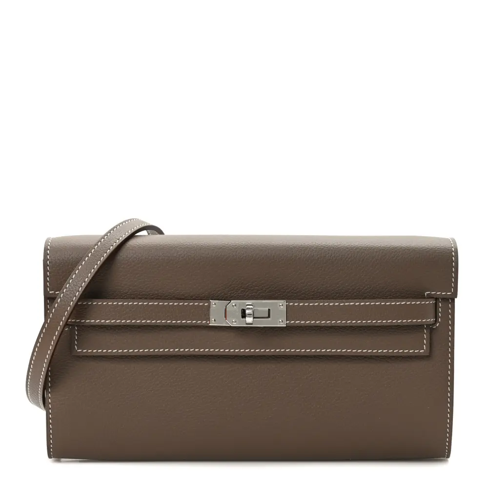 Hermès Kelly Wallet To Go Etoupe Evercolor Leather Palladium Hardware