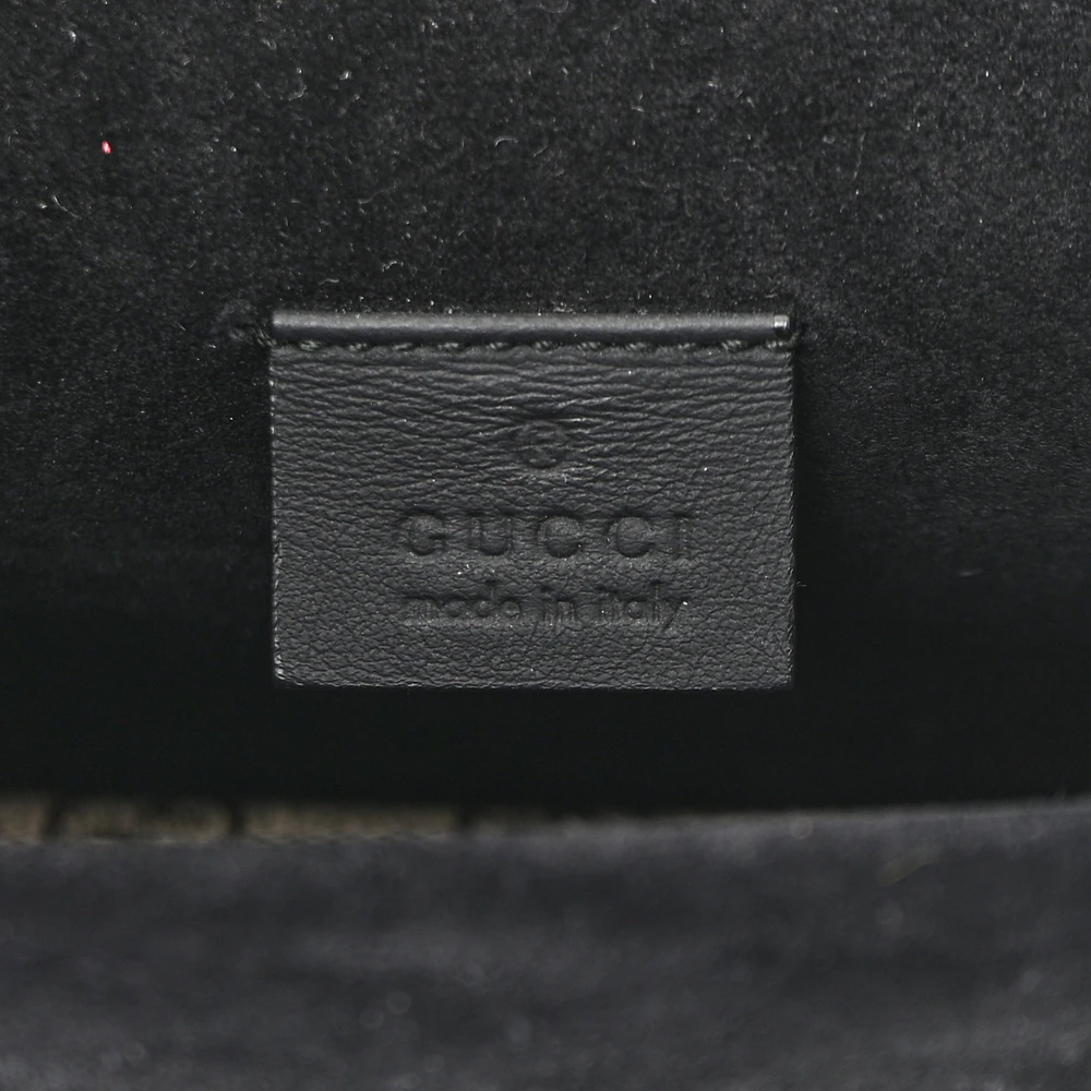 Gucci Mini Dionysus Shoulder Bag Black GG Supreme Monogram Canvas Aged Silver Hardware