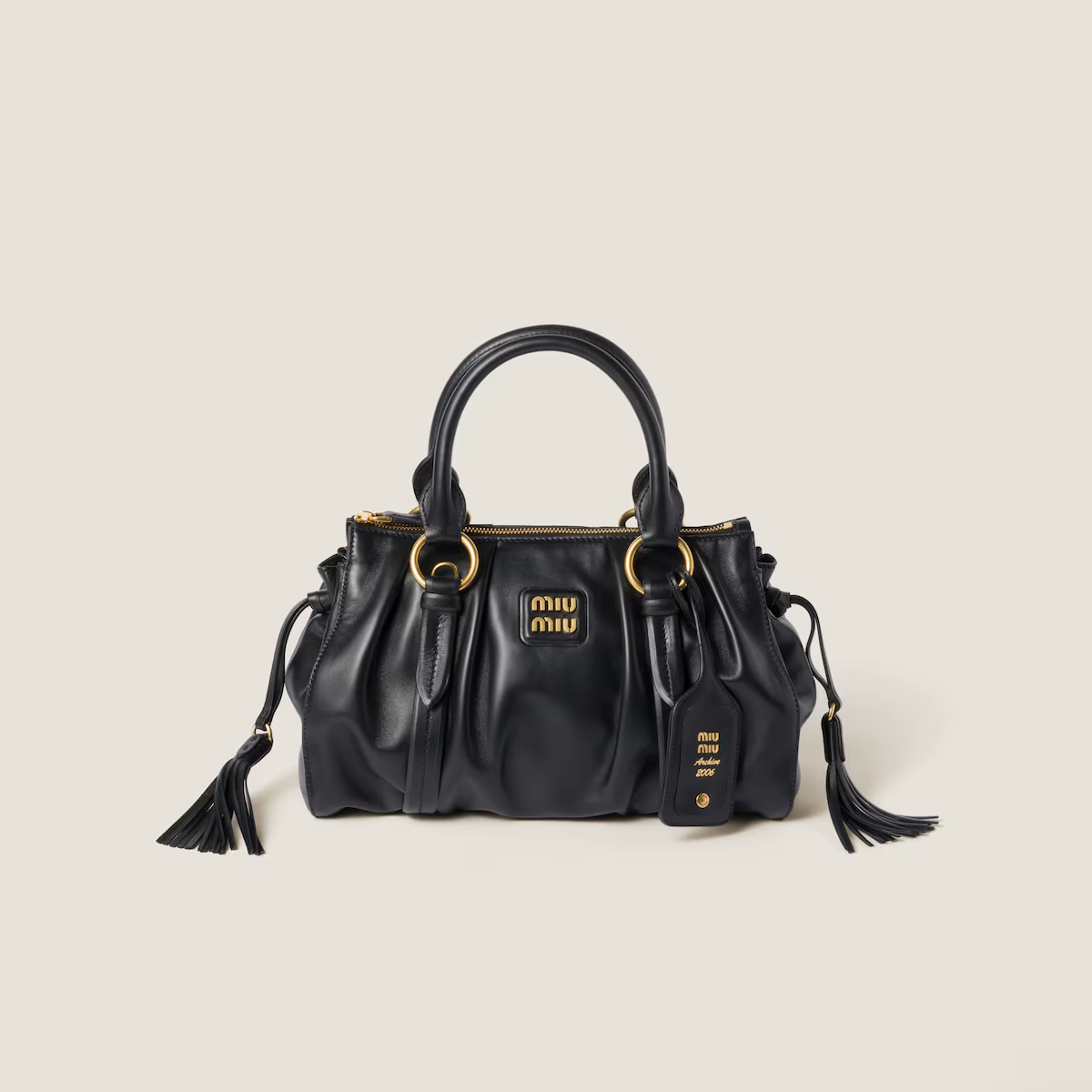 Miu Miu Joie Nappa Quilted Lambskin Leather Black Top-Handle Bags
