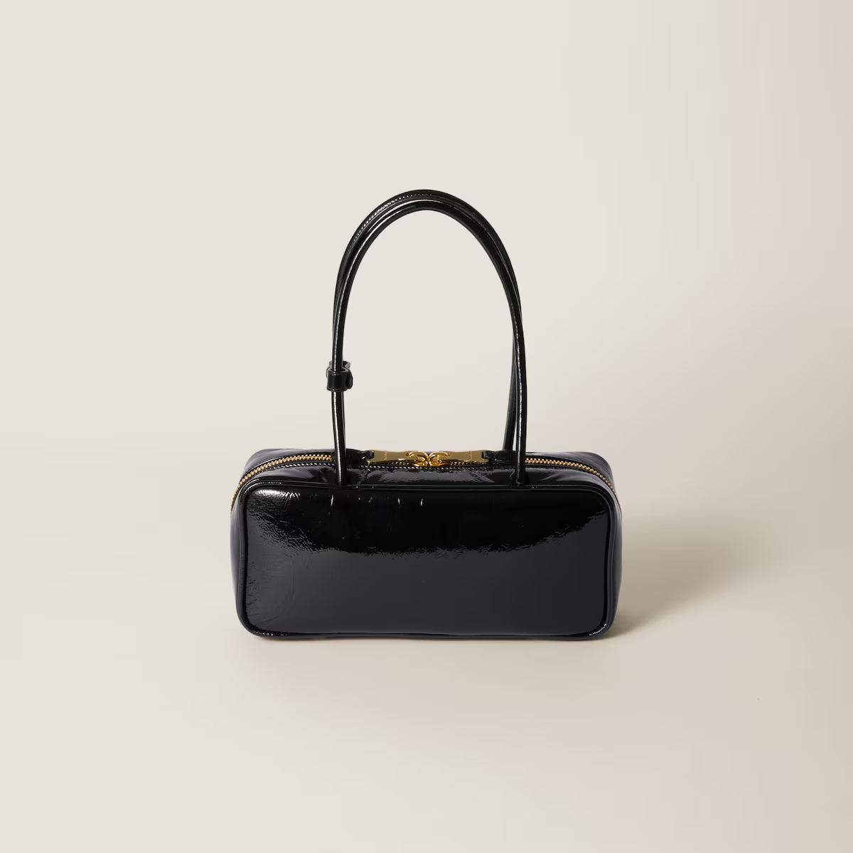 Miu Miu Beau Naplak Patent Leather Black Top-Handle Bags