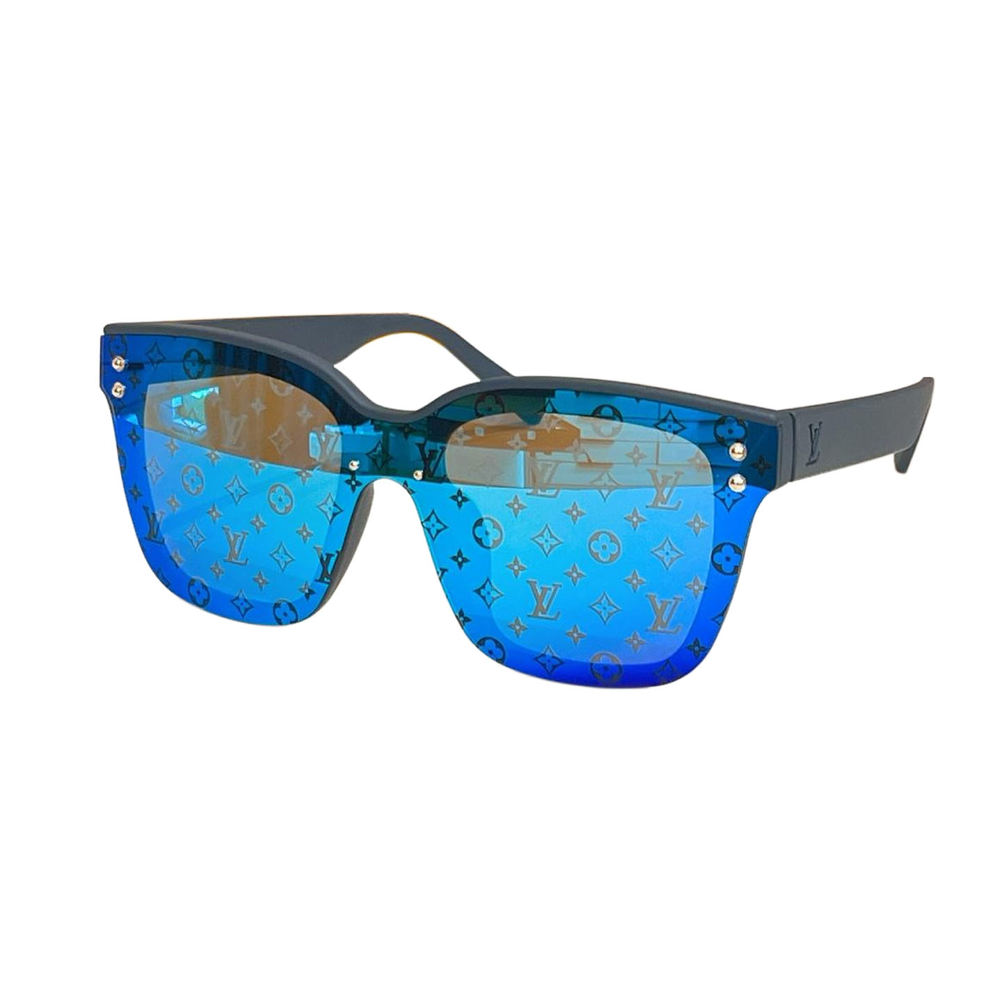 Louis Vuitton square black frame glasses rainbow/blue/tawny/eggplant/black monogram/black color Size 52口22-145