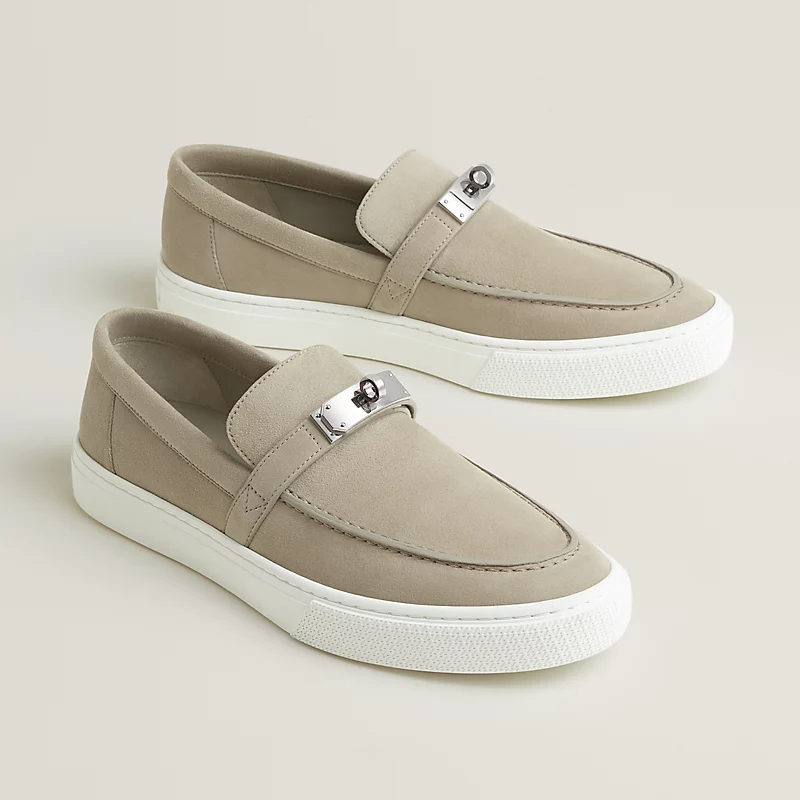 HERMES Game Grey Loafers