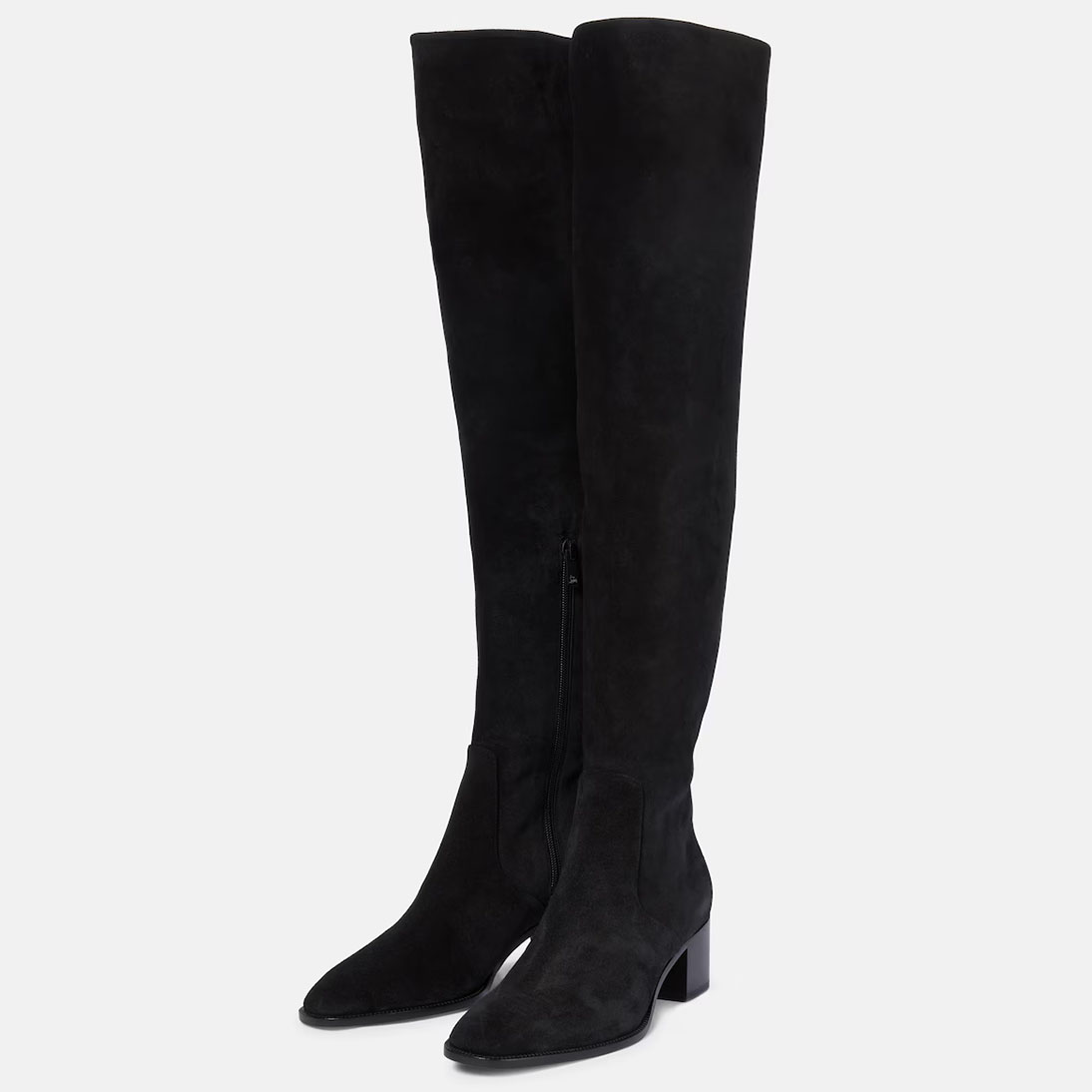 Christian Louboutin Square toe thick heeled suede over knee boots (low heeled)