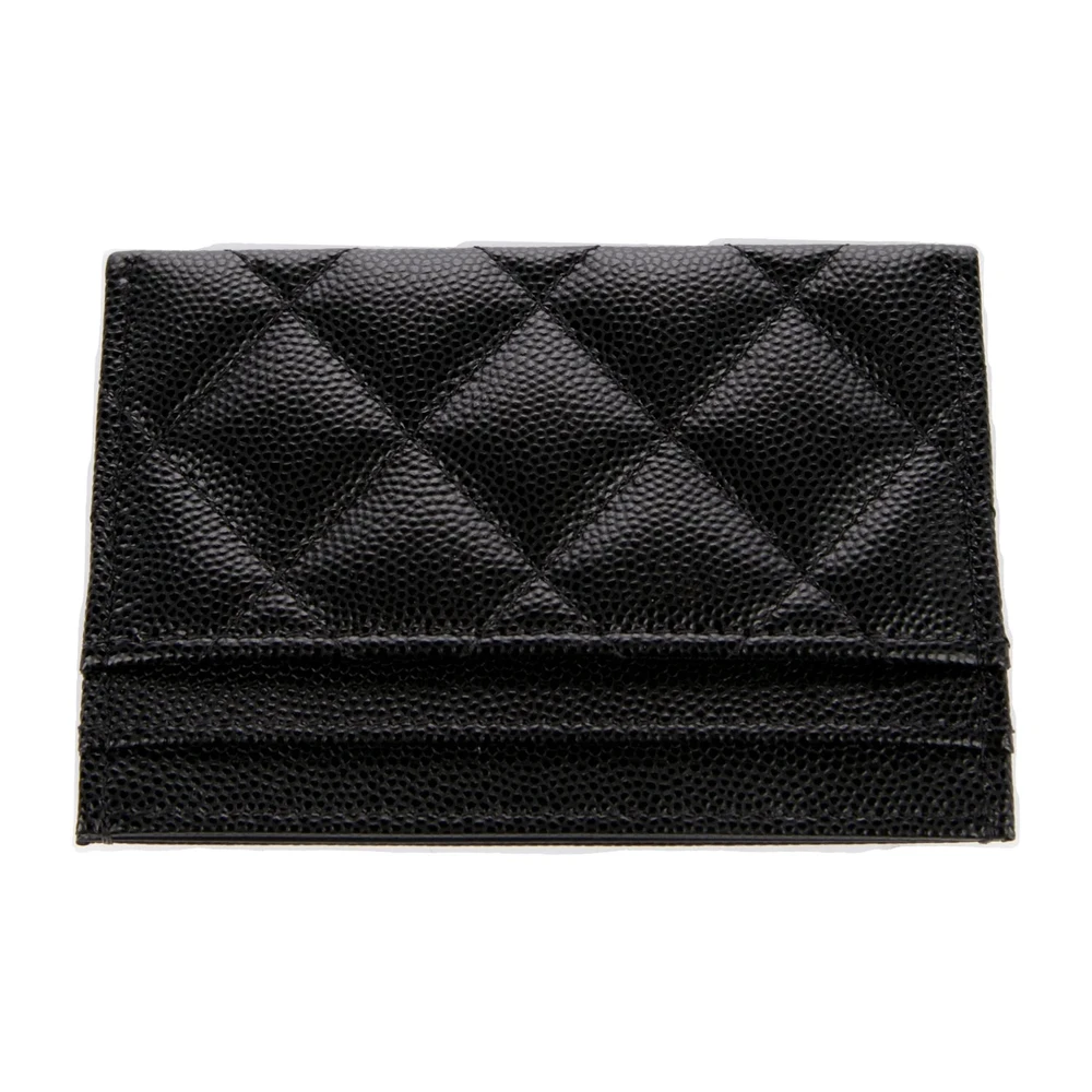 Chanel Small Interlocking CC Logo Card Holder Black Lambskin Leather Gold Hardware