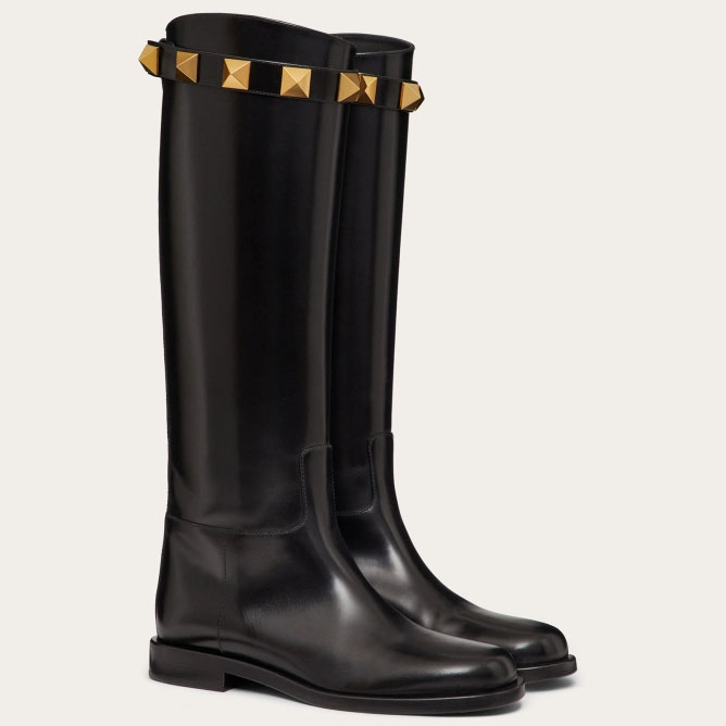 VALENTINO ROMAN Calf leather boots (1.5 cm high heel)