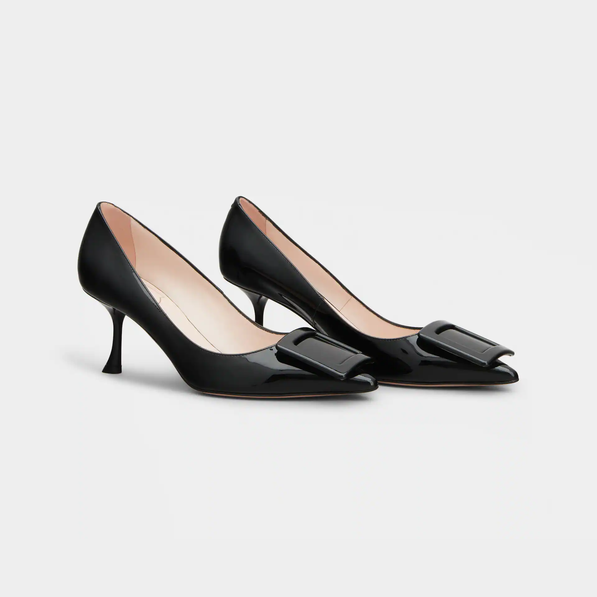 Roger Vivier Viv' In The City Pumps High Heels In Black Patent Leather With Lacquered Metal Buckle (Heel Height 6.5cm)