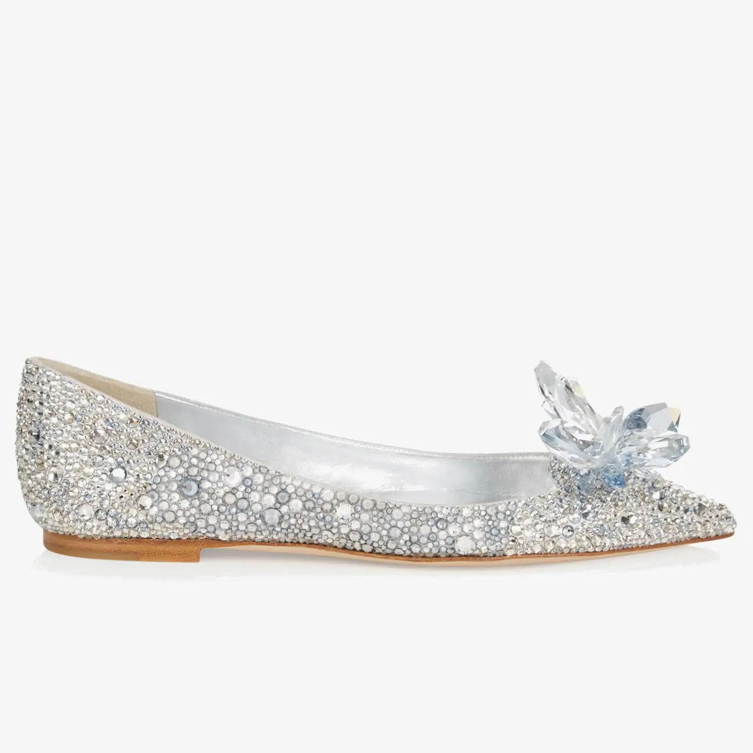 JIMMY CHOO pointy flats Crystal stuck to leather