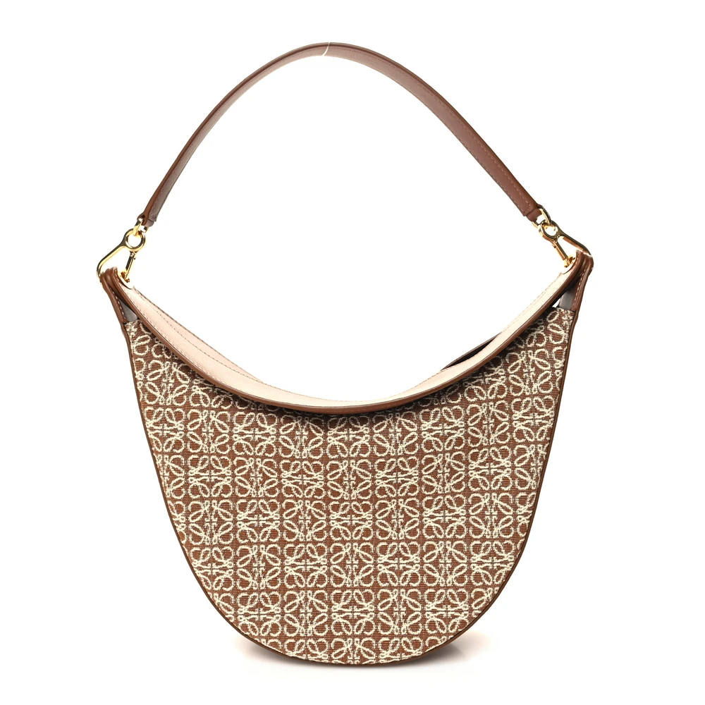 Loewe Luna Bag Medium Tan Pecan Jacquard Anagram Calfskin Leather