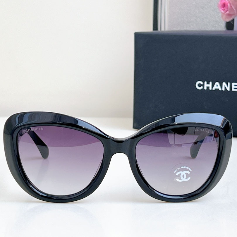 CHANEL glasses black gold color size 55-19-140