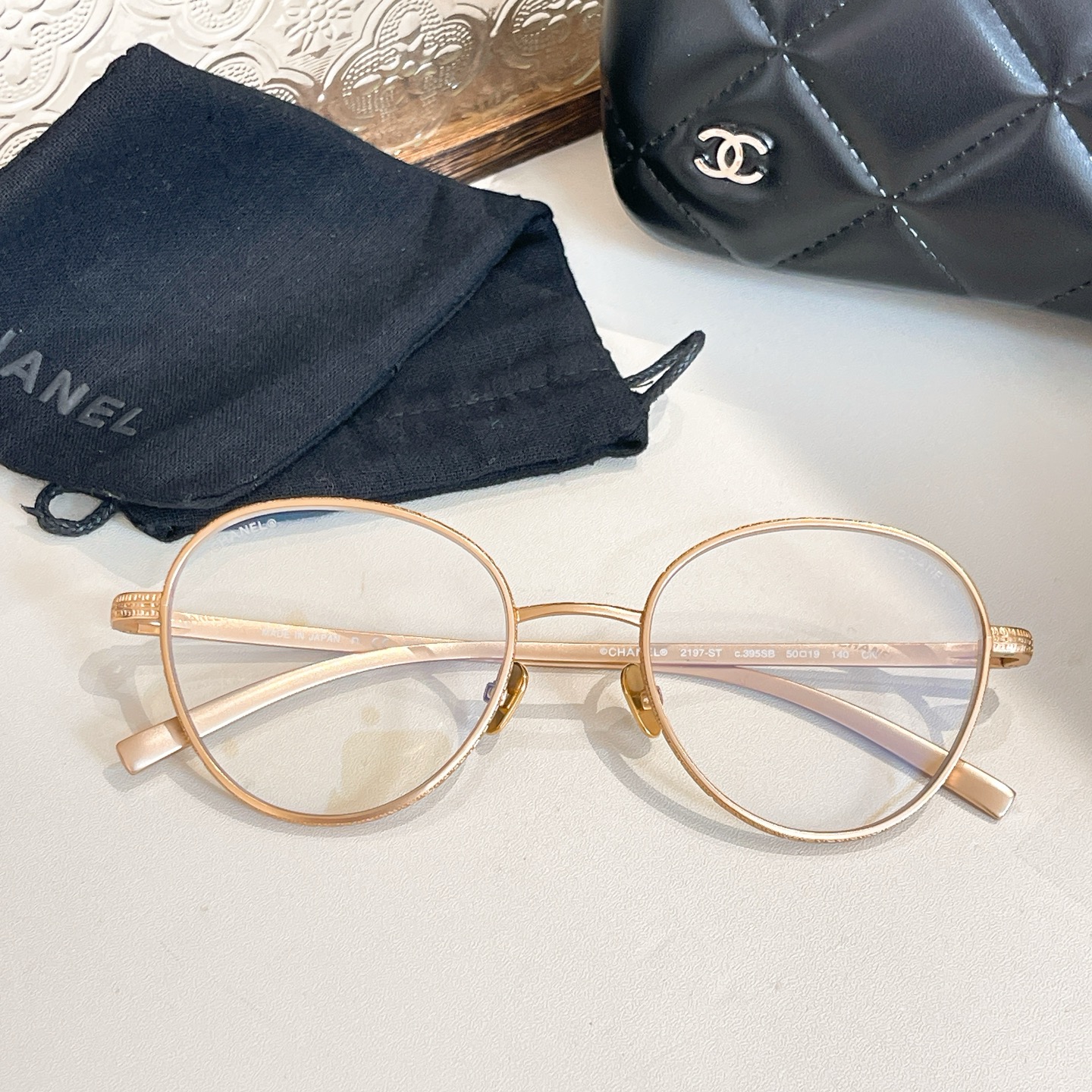 CHANEL round frame glasses light gold color SIZE50口19-140