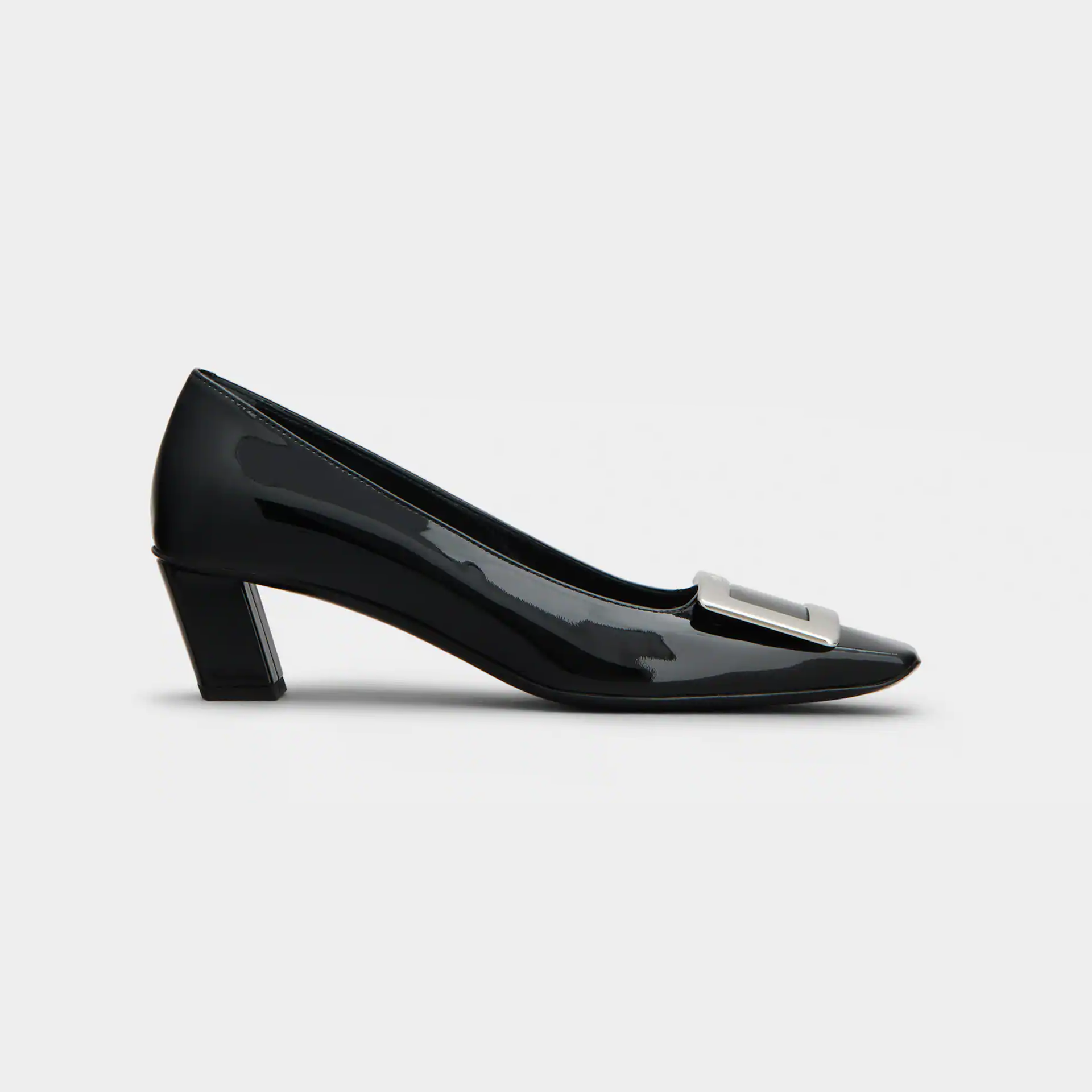 Roger Vivier Belle Vivier Pumps High Heels In Black Patent Leather With Metal Buckle (Heel Height 4.5cm)