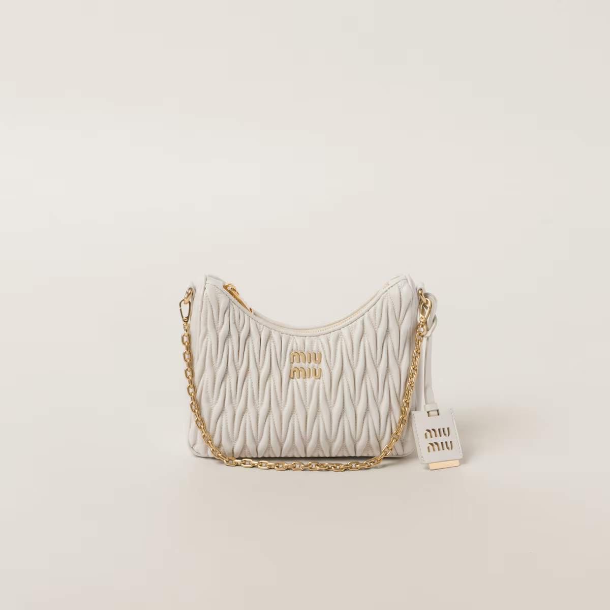 Miu Miu Matelassé Quilted Lambskin Leather white Crossbody Bags
