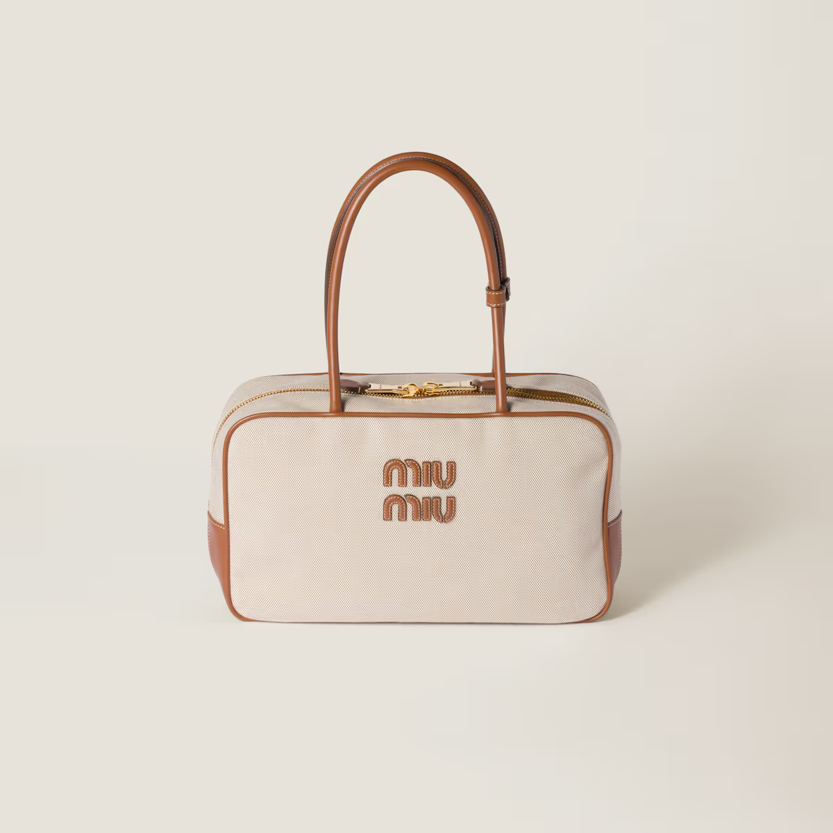 Miu Miu Aventure Nappa Canvas White Top-Handle Bags