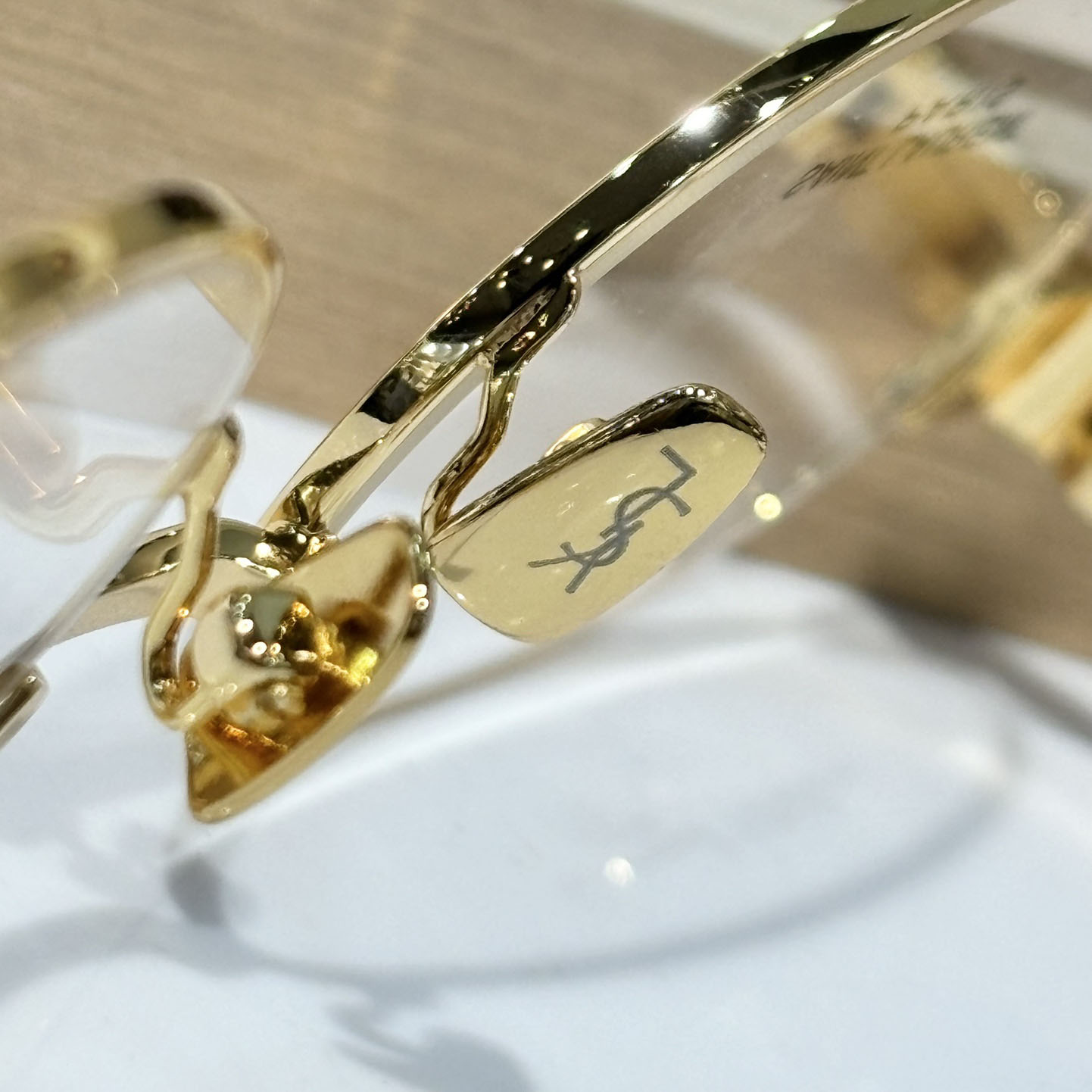 Saint Laurent round frame glasses gold/olive/brown/black color Size 55口19-145