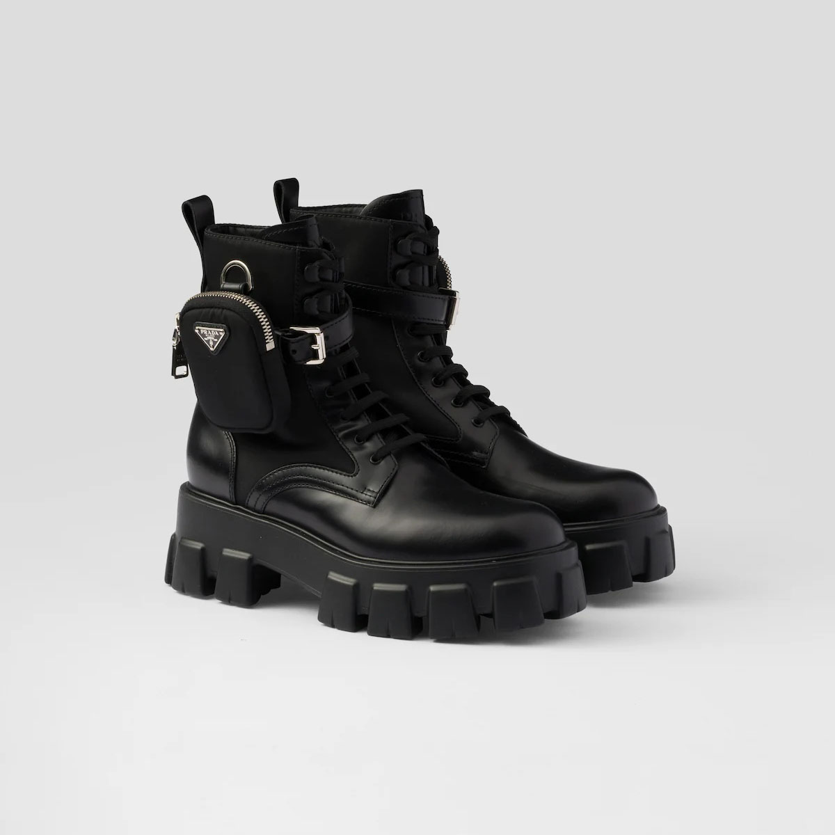 PRADA Black marbled leather boots (with bag)