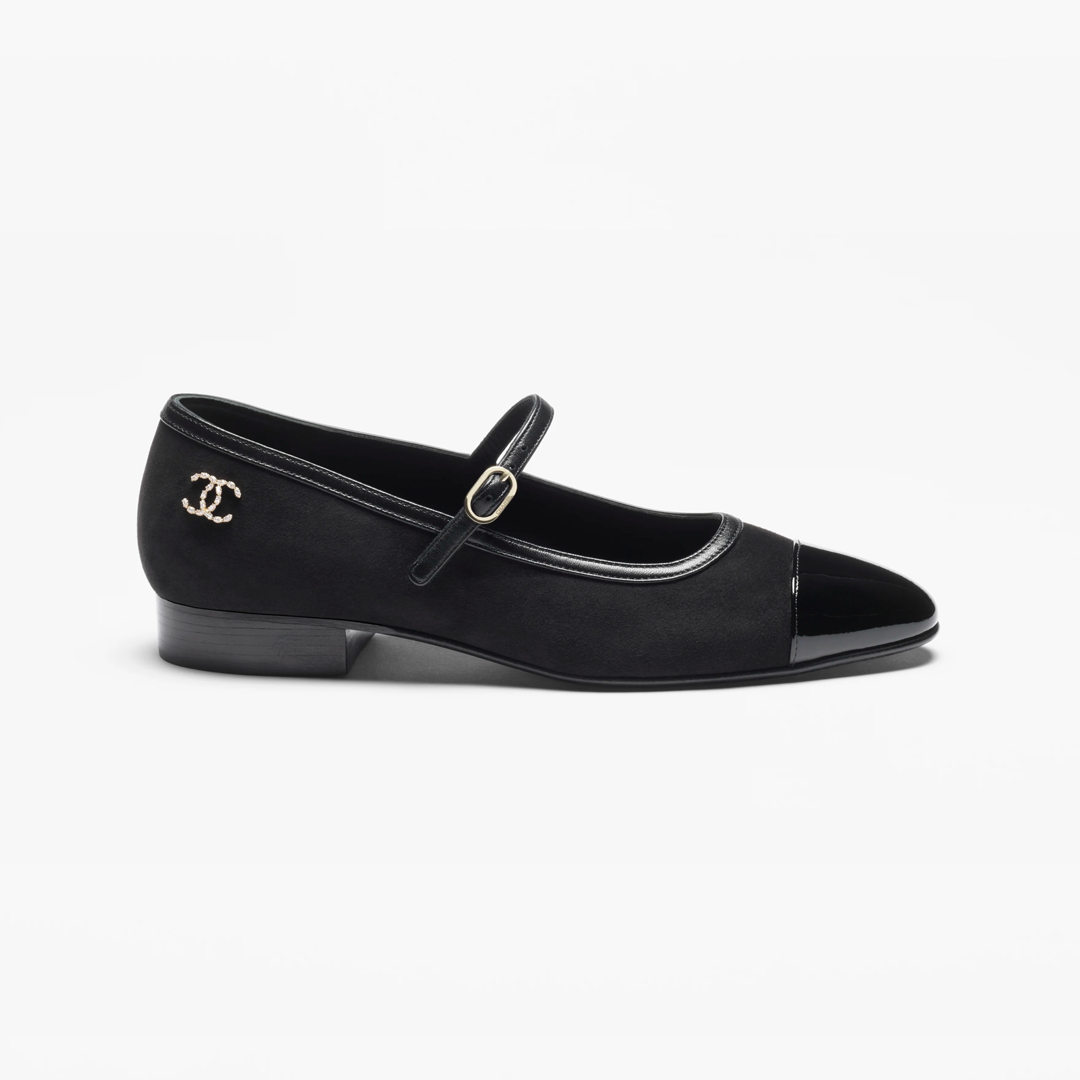 Chanel suede, varnished calfskin Black Mary Jane Shoes