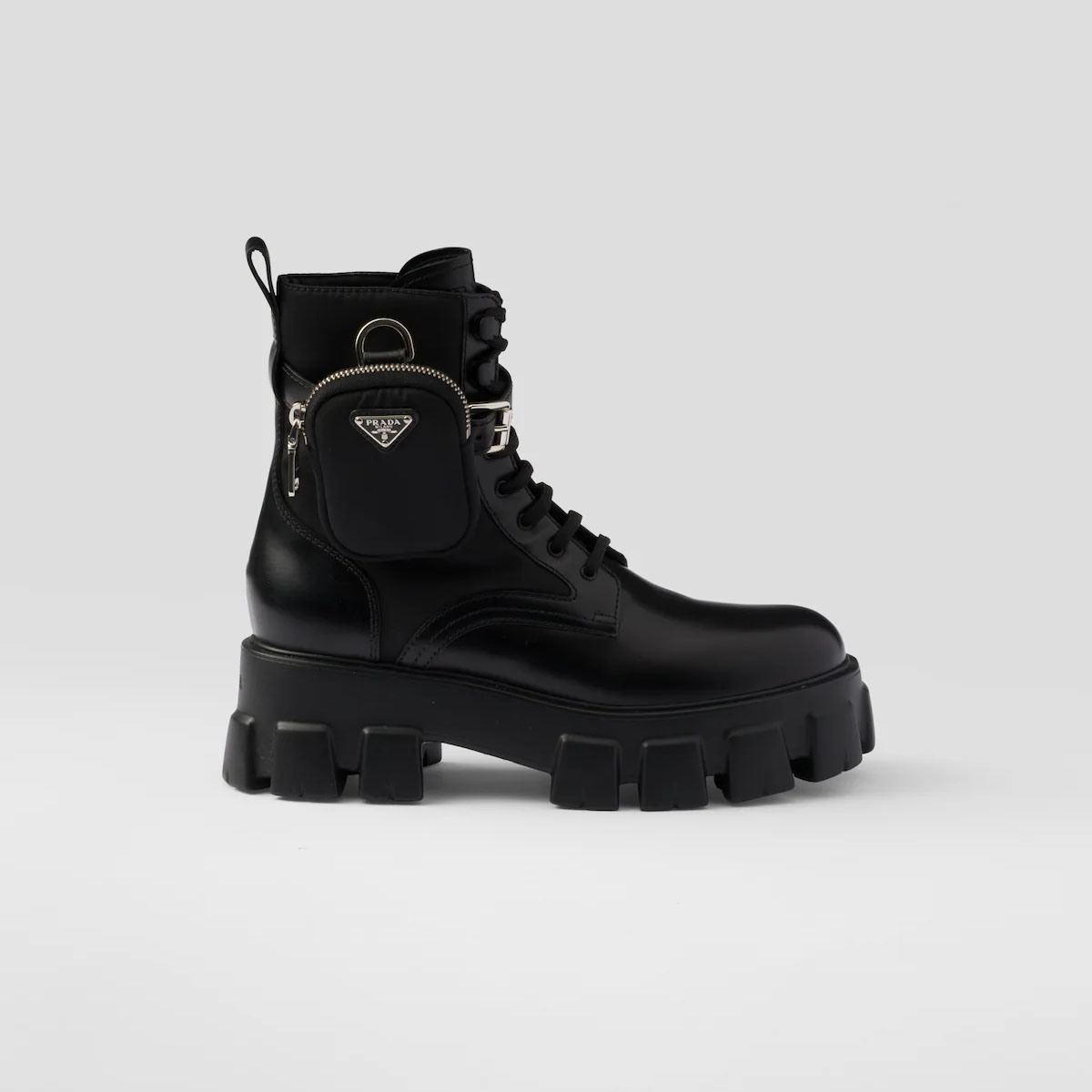 PRADA Black marbled leather boots (with bag)