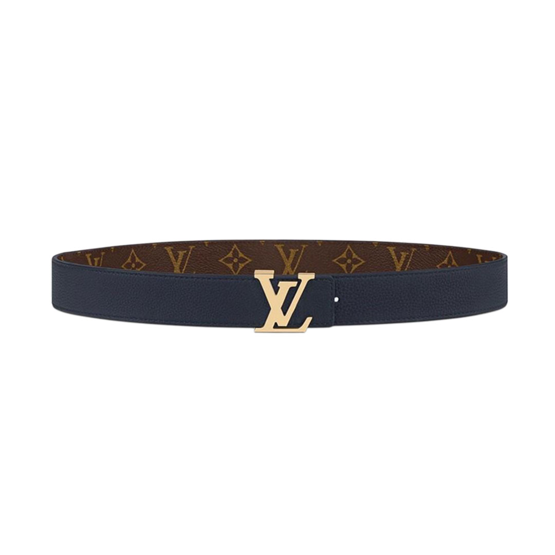 Louis Vuitton Women's Initiales Reversible Belt In Bkue/Black/Grey/Brown/Burgundy/Red/Pink Calfskin And Monogram Canvas With Gold Hardware 30mm