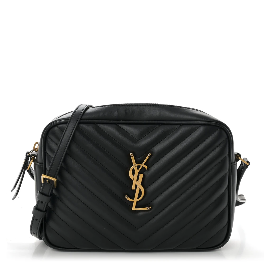 Saint Laurent Medium Lou Camera Bag Black Monogram Calfskin Matelasse Leather Gold Hardware