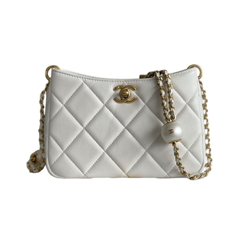 Chanel Quilted Lambskin Leather White /Black Crossbody Bags