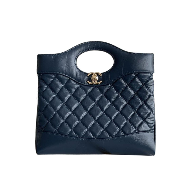 Chanel Oil Wax Leather Blue / Black Crossbody Bags