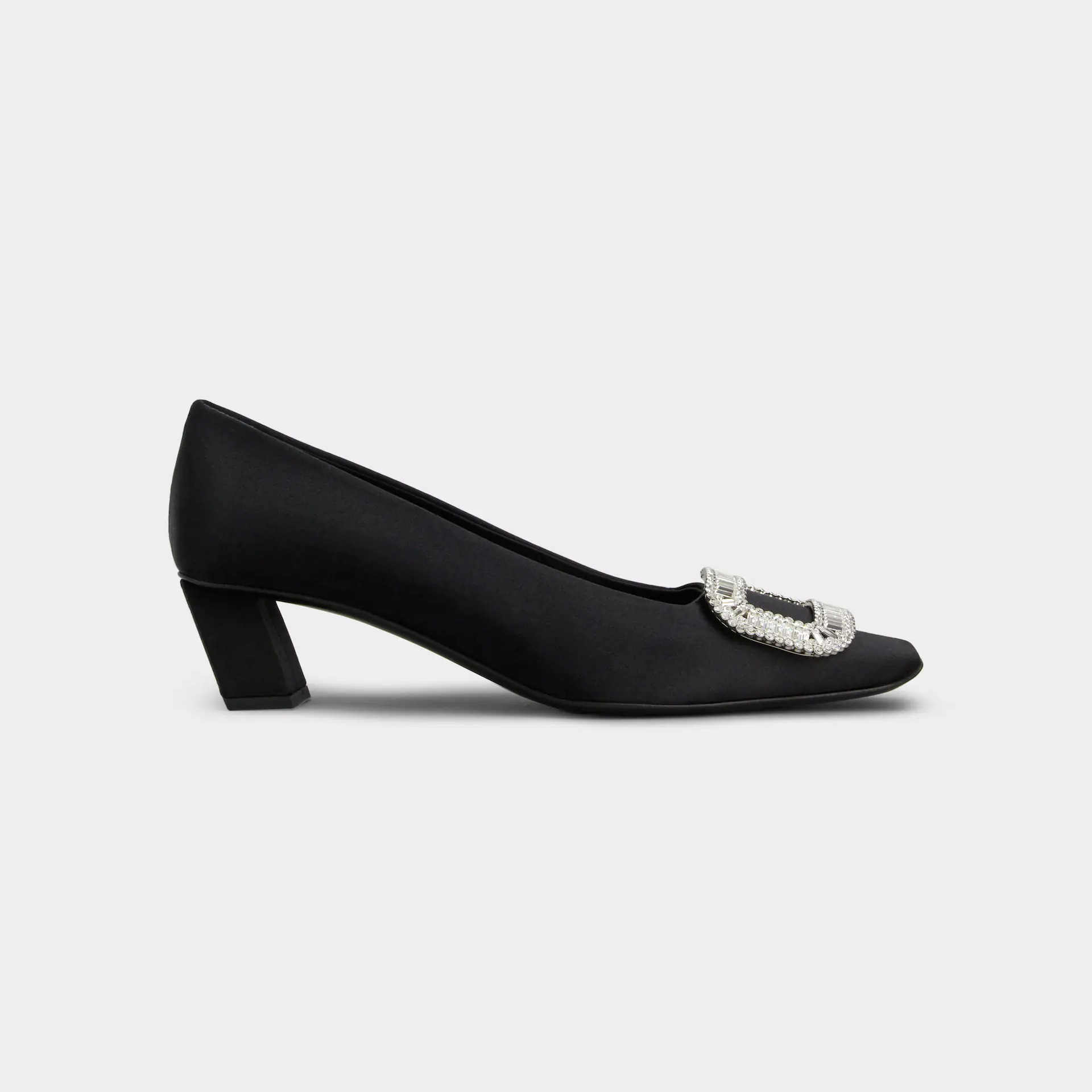 Roger Vivier Belle Vivier Pumps High Heels In Black Satin With Crystal Buckle (Heel Height 4.5cm)