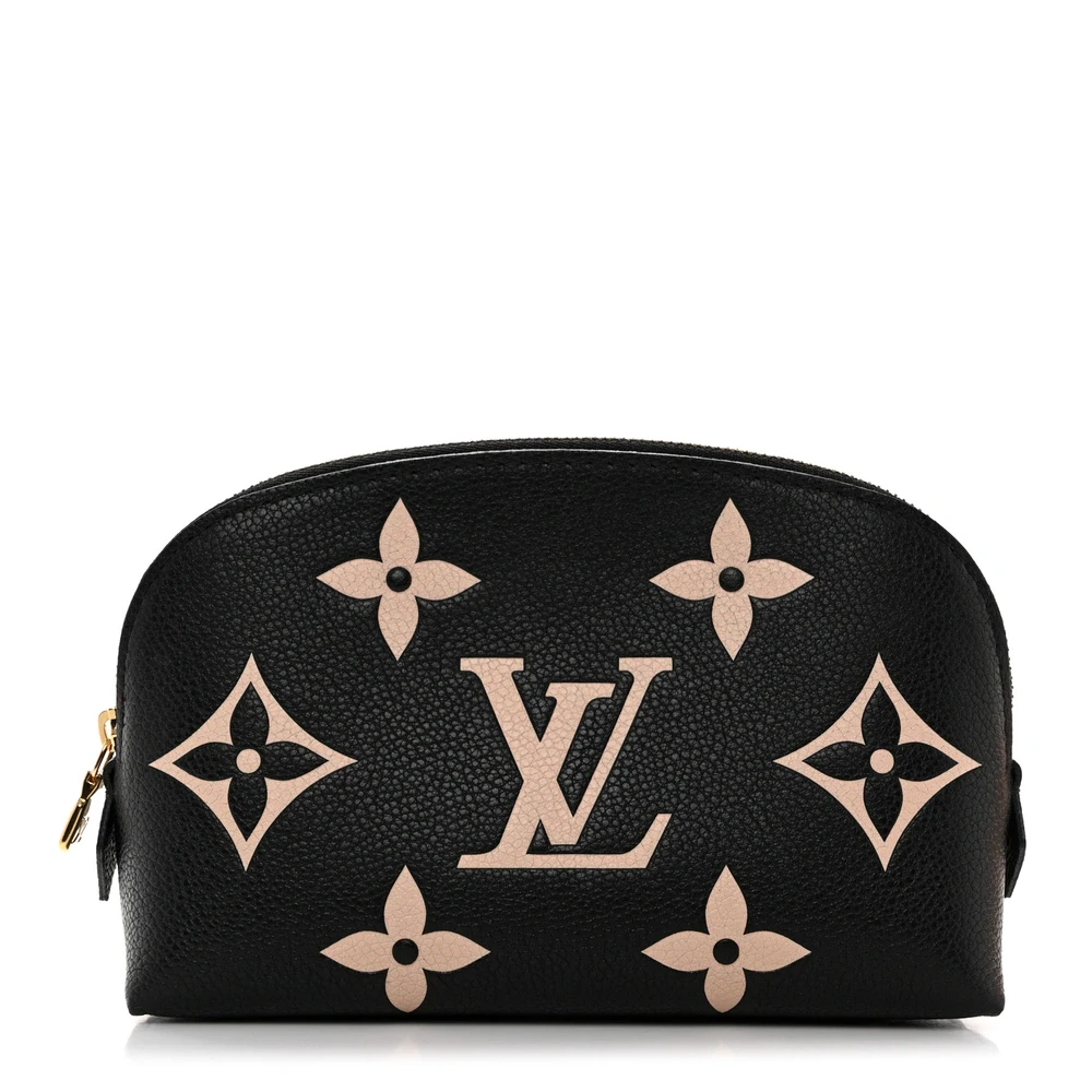 Louis Vuitton Cosmetic Pouch BB Black/Beige Giant Monogram Empreinte Leather
