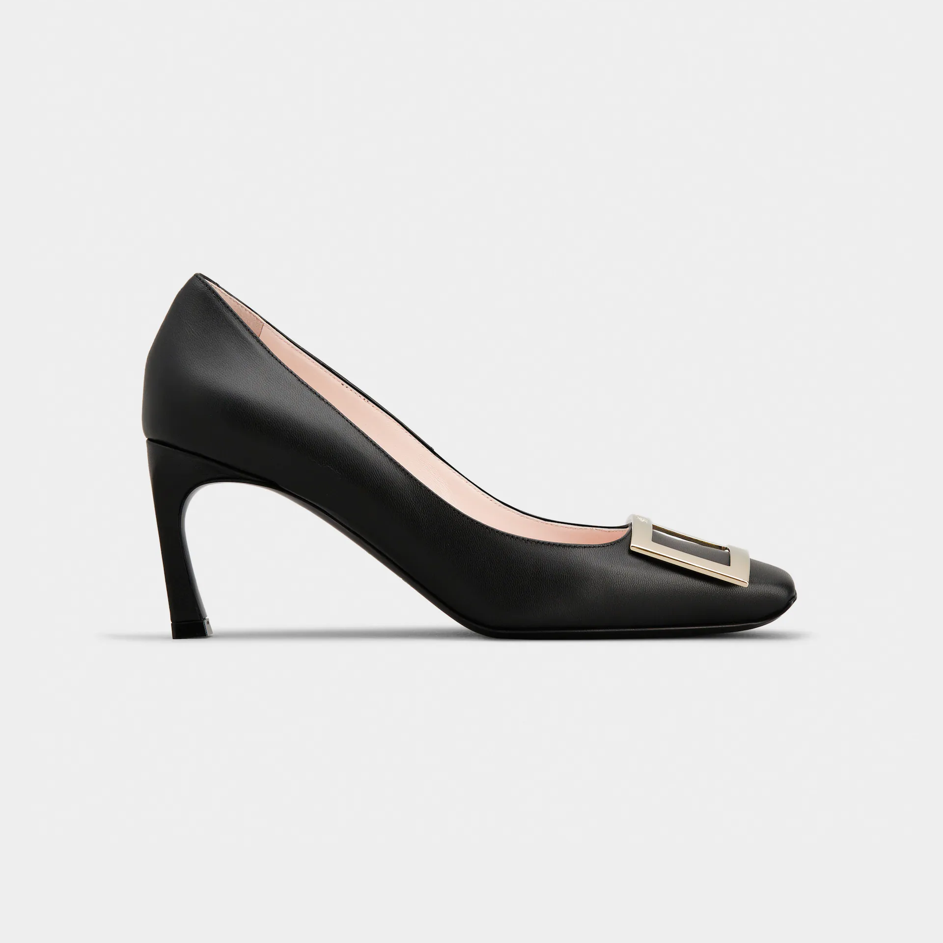 Roger Vivier Trompette Pumps High Heels In Black Calfskin Leather With Metal Buckle (Heel Height 7cm)