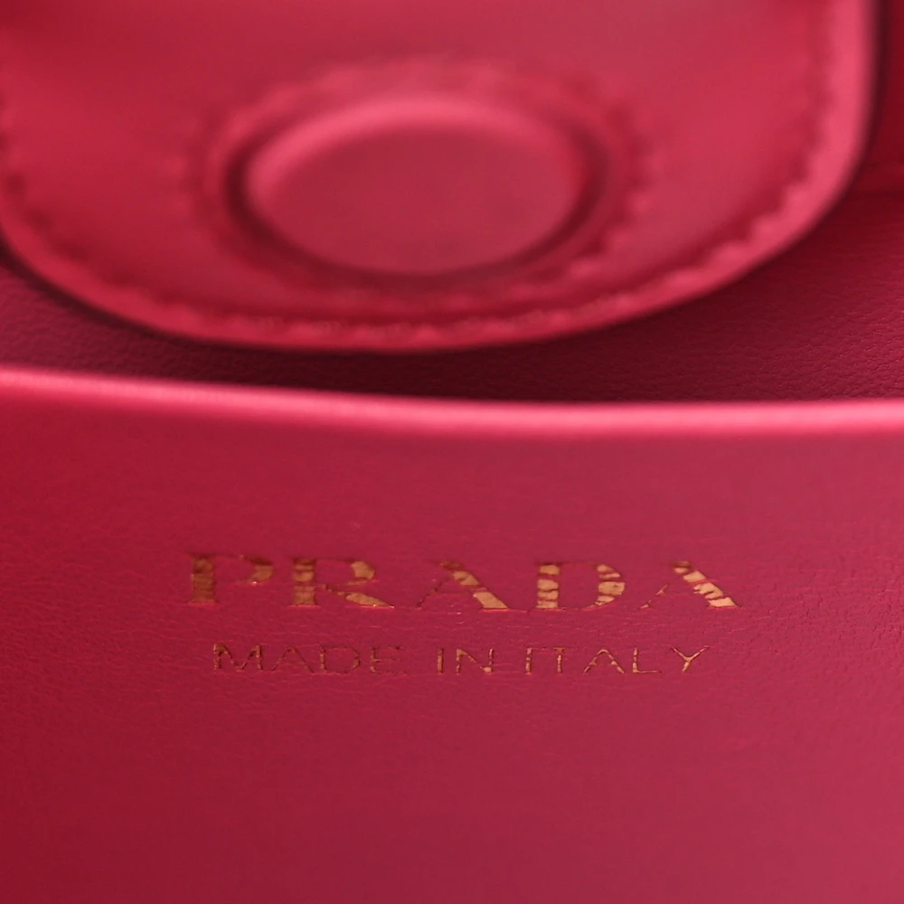 Prada Medium Shoulder Bag Black/Pink Box Calfskin Leather Gold Hardware