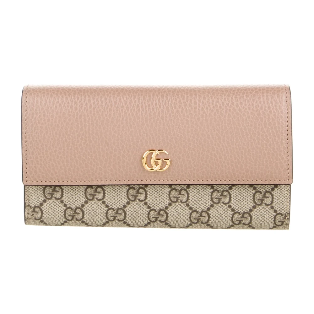 Gucci Medium Printed Continental Wallet Brown/Pink Matelassé Chevron Leather Gold Hardware