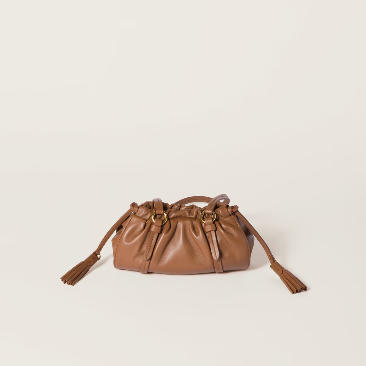 Miu Miu Joie Nappa Quilted Lambskin Leather Brown Shoulder Bags