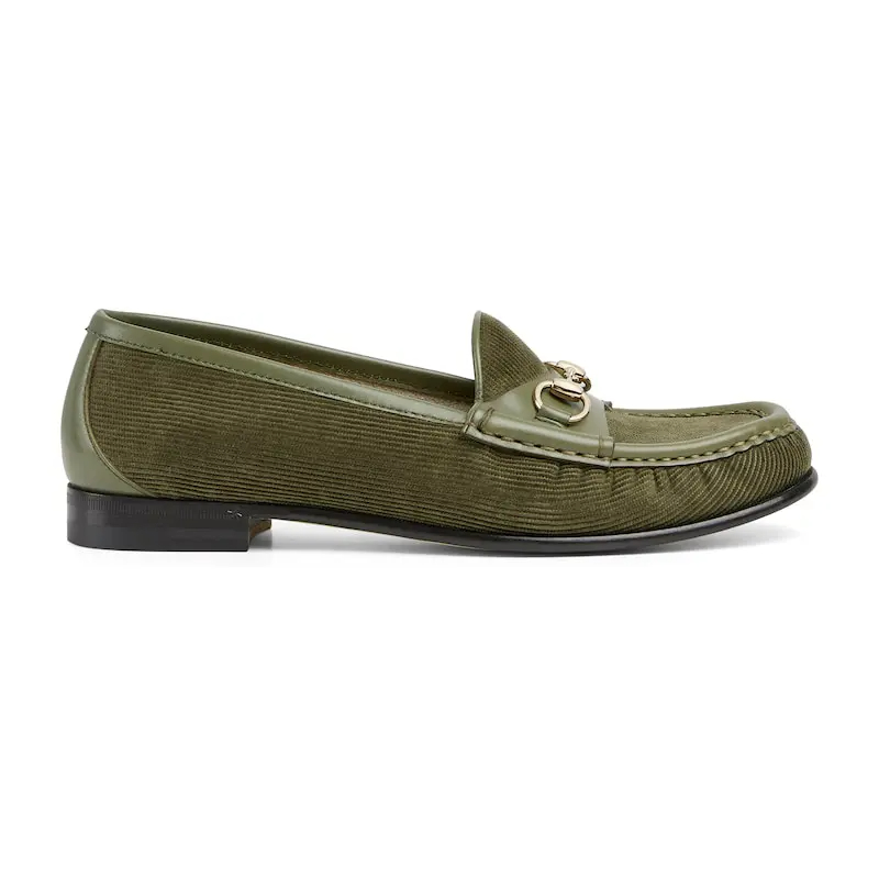 Gucci green horse bit buckle flat bottom Loafers