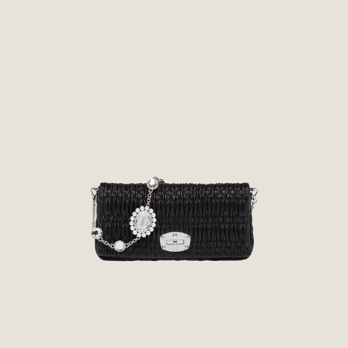 Miu Miu Quilted Lambskin Leather Black Shoulder Bags