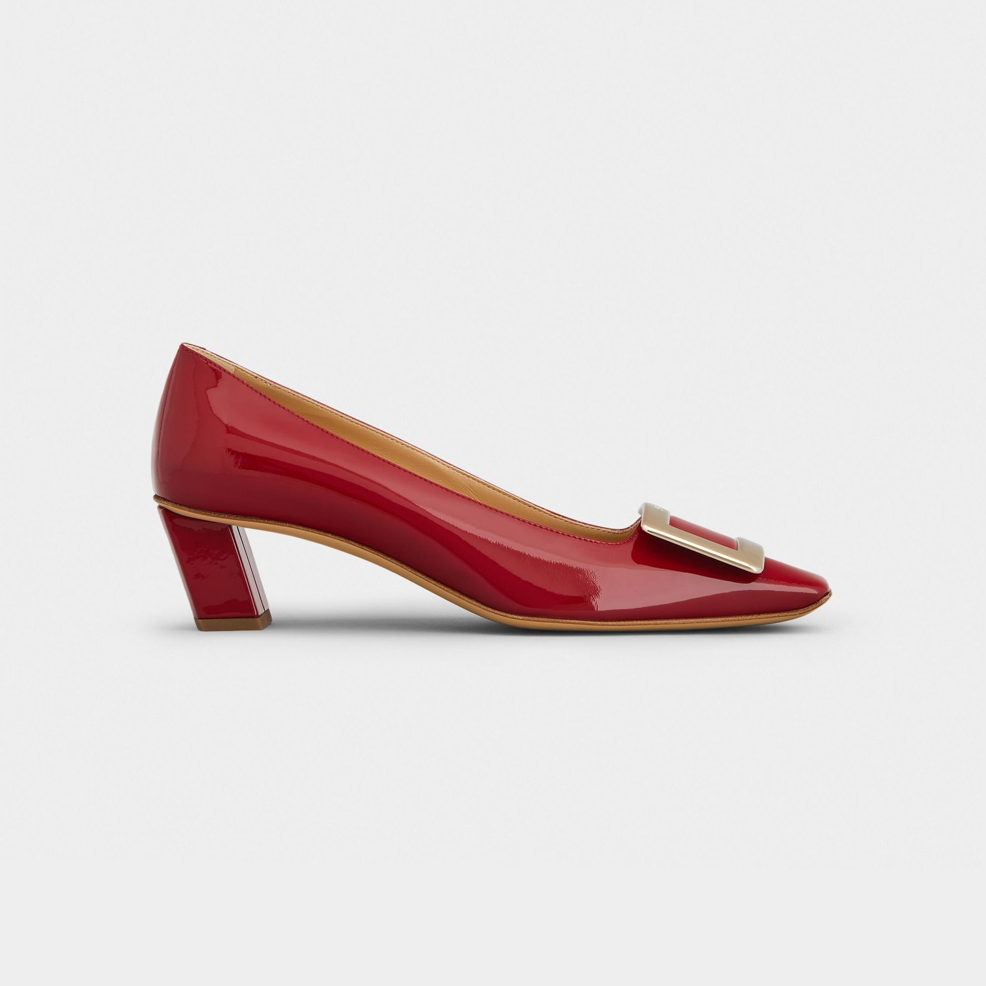 Roger Vivier Belle Vivier Pumps High Heels In Red Patent Leather With Metal Buckle (Heel Height 4.5cm)