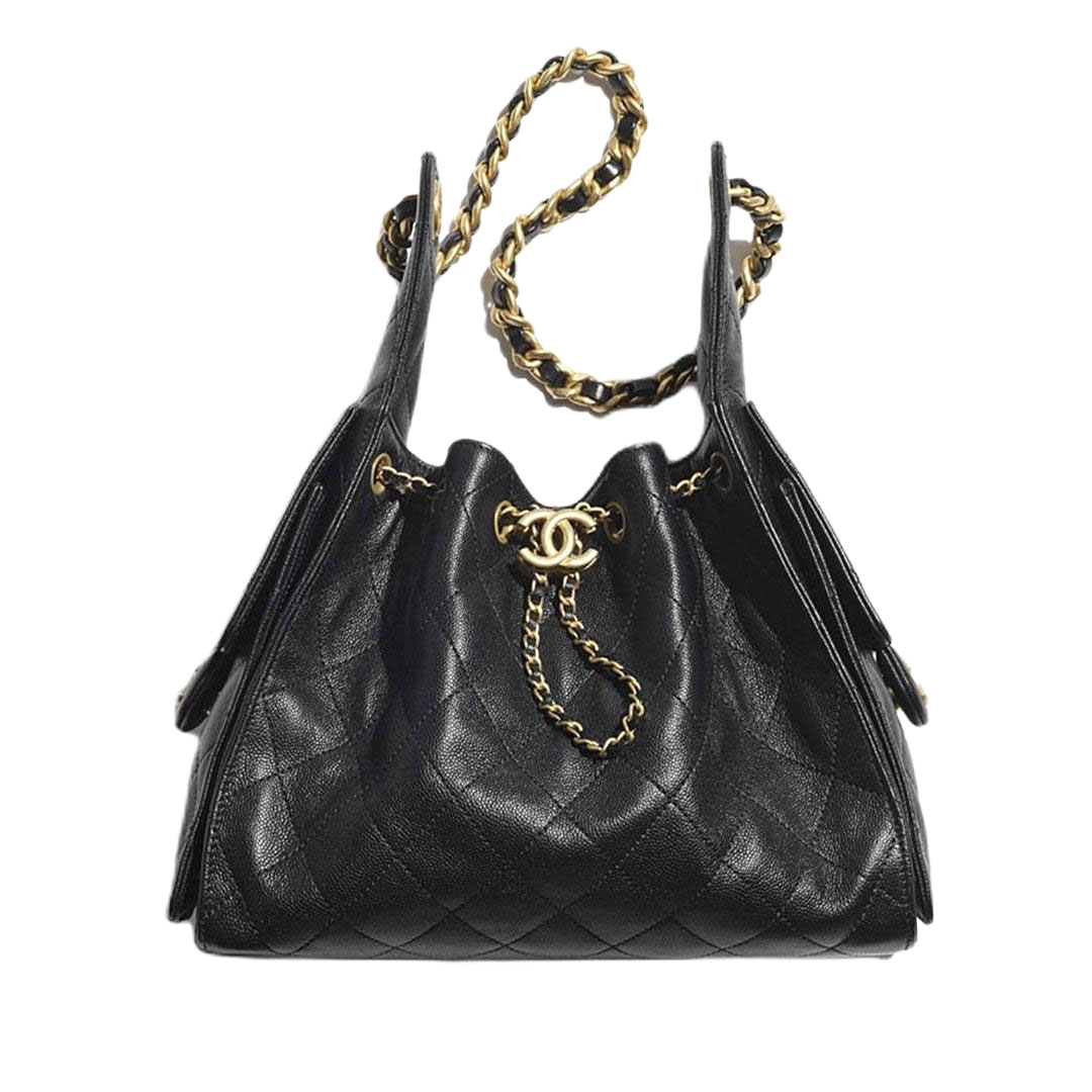 Chanel Black Quilted Shiny Calfskin Leather / Abrasive Sand Leather / Quilted Caviar Leather Shoulder Bags