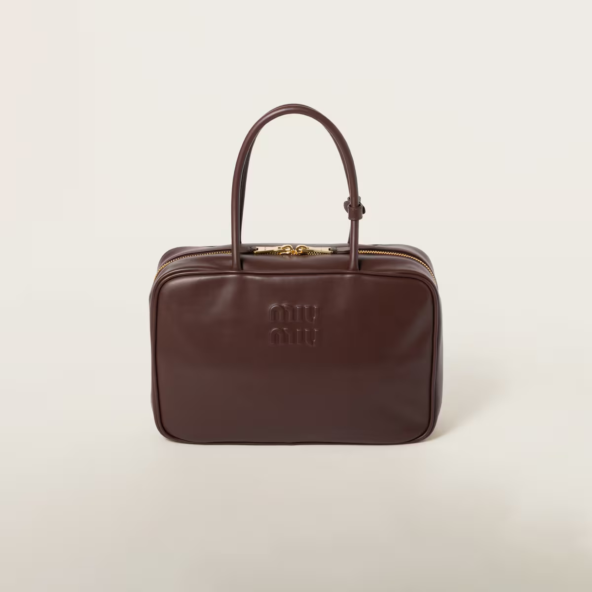 Miu Miu Beau Calfskin Leather Brown Top-Handle Bags
