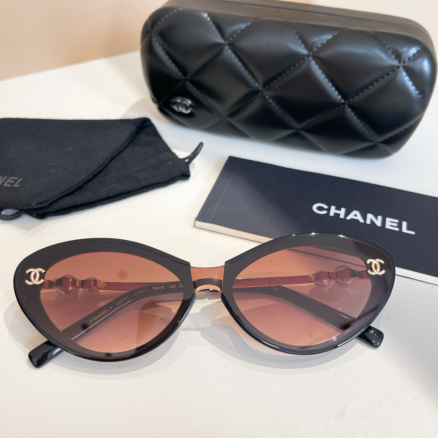 CHANEL glasses black bronze color size 56口18-145