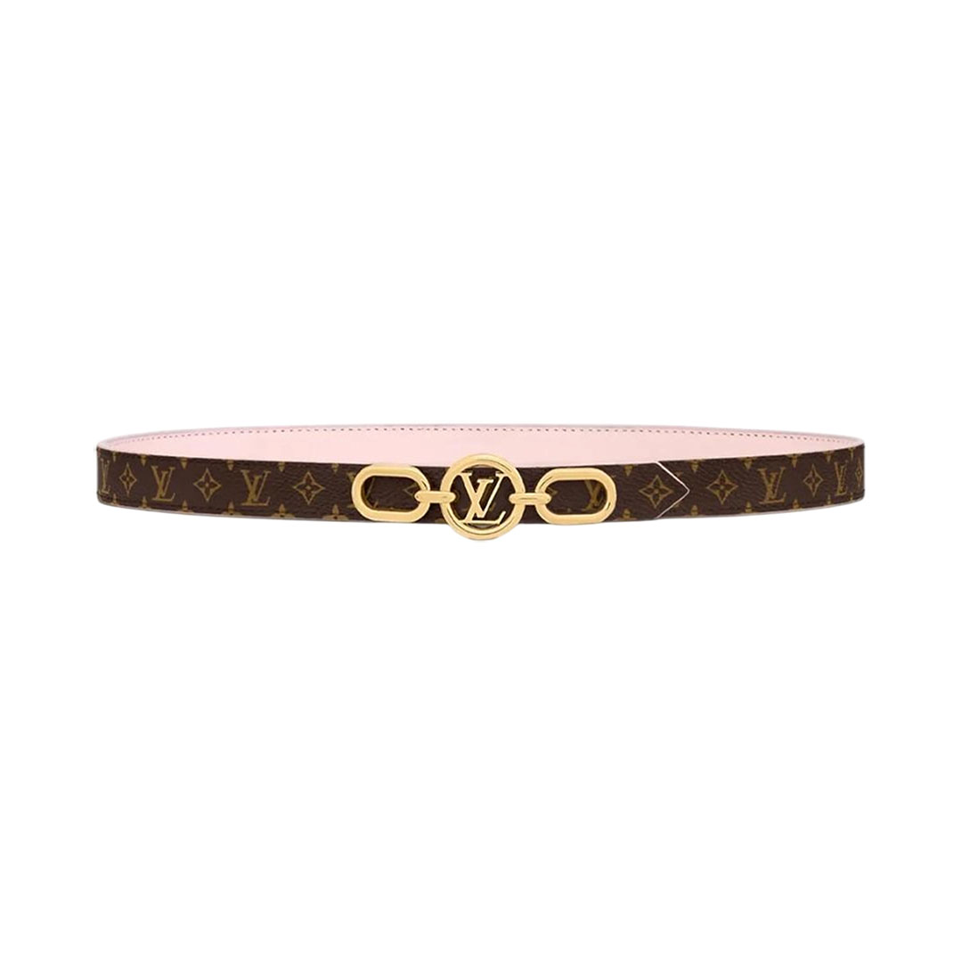 Louis Vuitton Women's Circle Prime Reversible Belt In Pink/Black/White/Brown Calfskin And Monogram Canvas With Gold Hardware 25mm