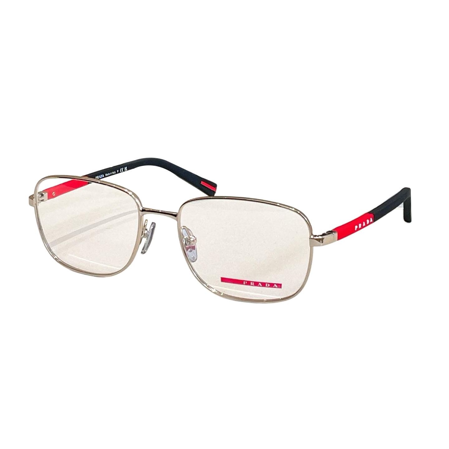 Prada square frame glasses silver/black/gun-black color transparent lens Size 54口19-145