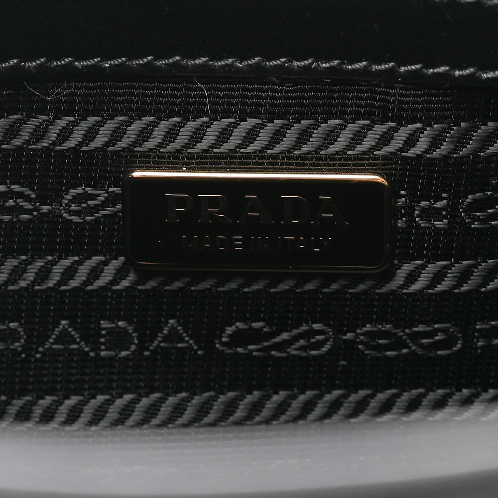 Prada Medium Lux Logo Embossed Shoulder Tote Handbag Black Saffiano Leather