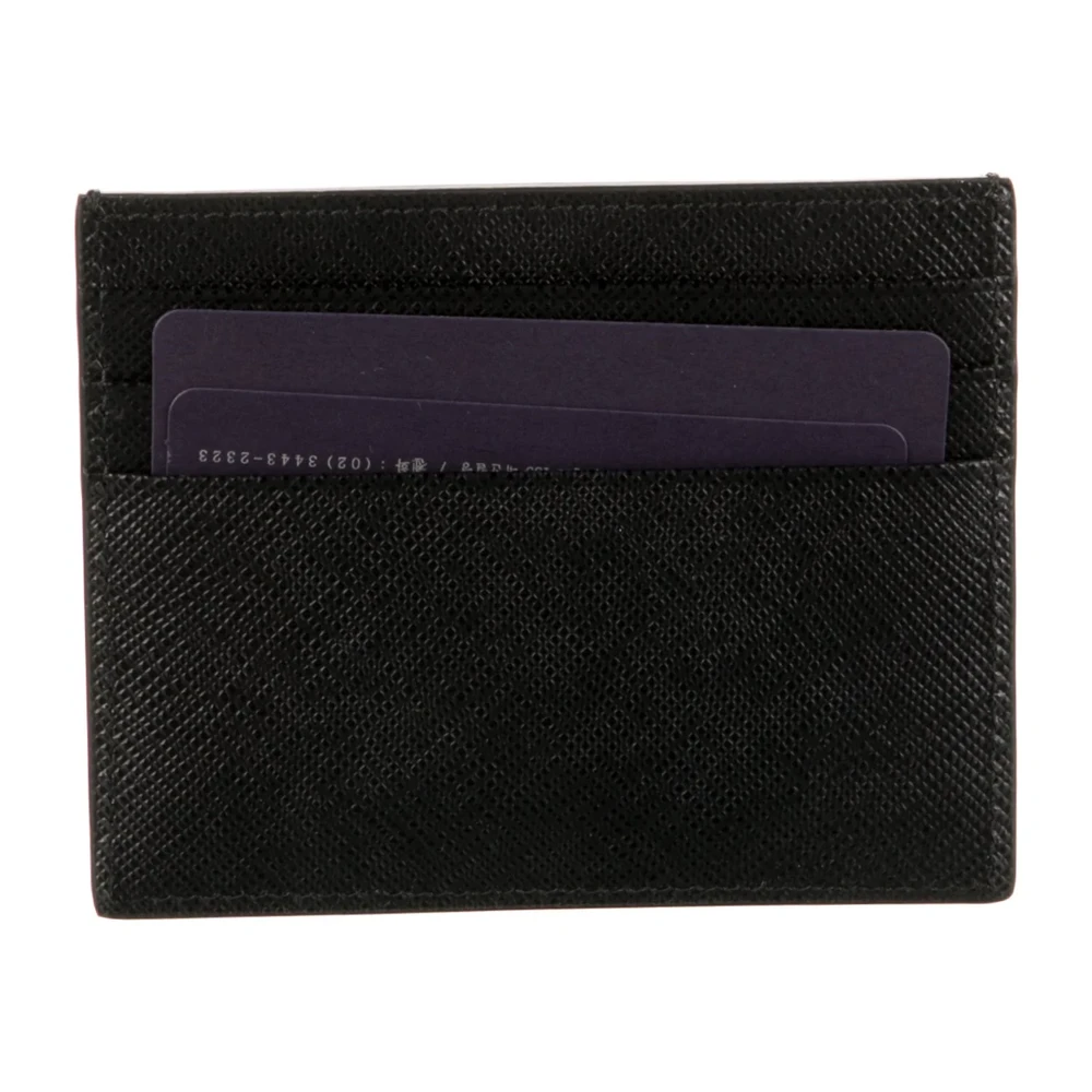 Prada Small Card Holder Nero Saffiano Lux Leather Incognito Hardware