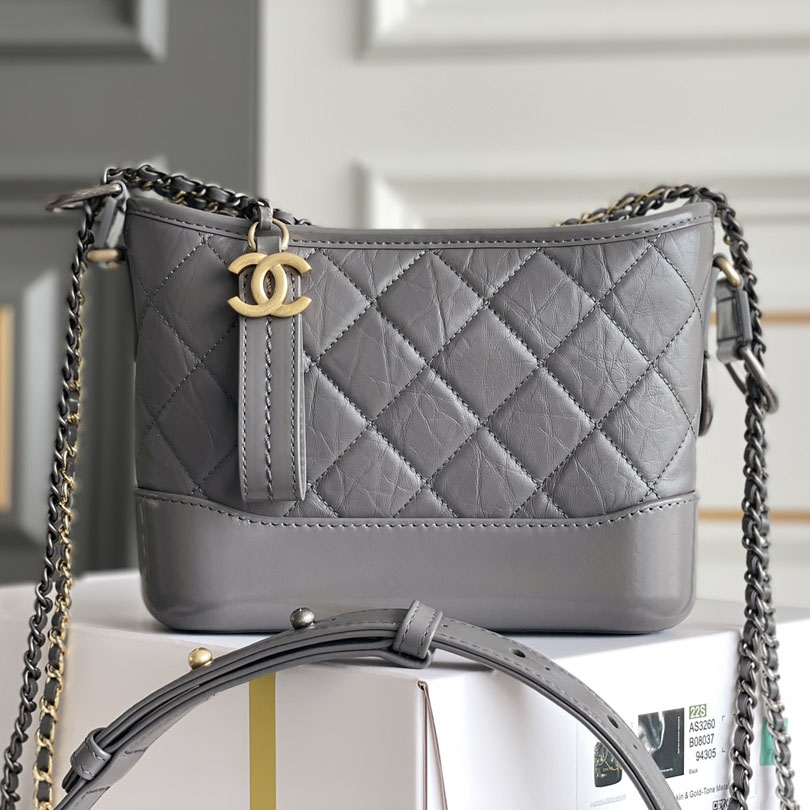 Chanel Grey Bag Quilted Calfskin Leather Shoulder Bags Crossbody Bags