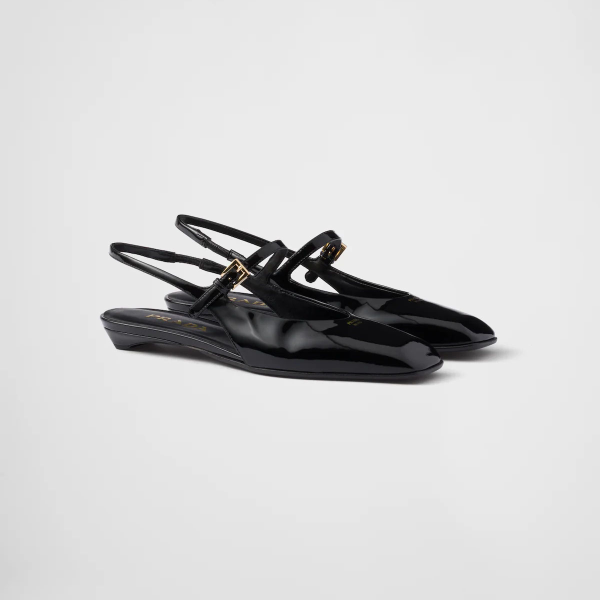 PRADA Patent paint leather Flat Shoes Black Ballet Shoes