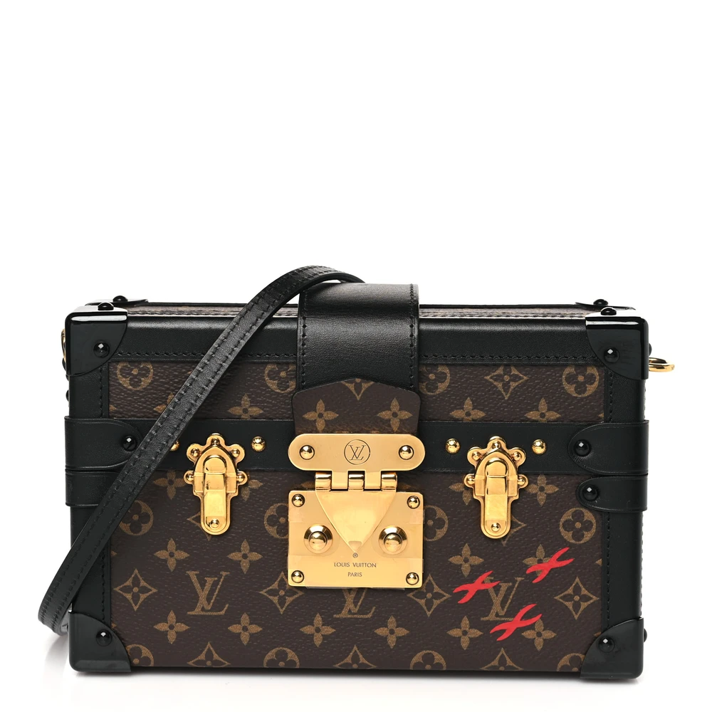 Louis Vuitton Petite Malle PM Black Monogram Canvas Gold Hardware